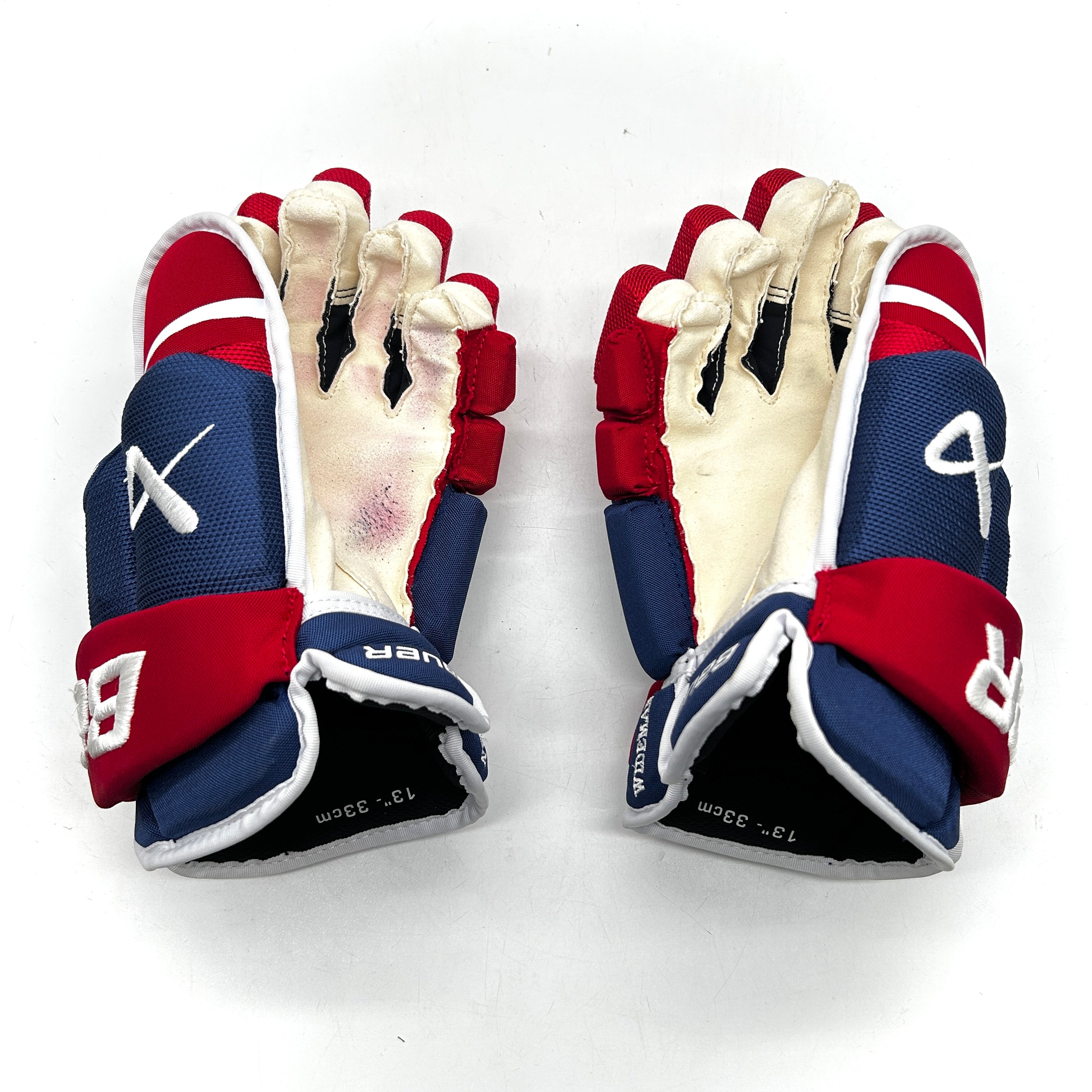Bauer Vapor Hyperlite - Used NHL Pro Stock Glove - Chris Wideman (Blue/Red/White)